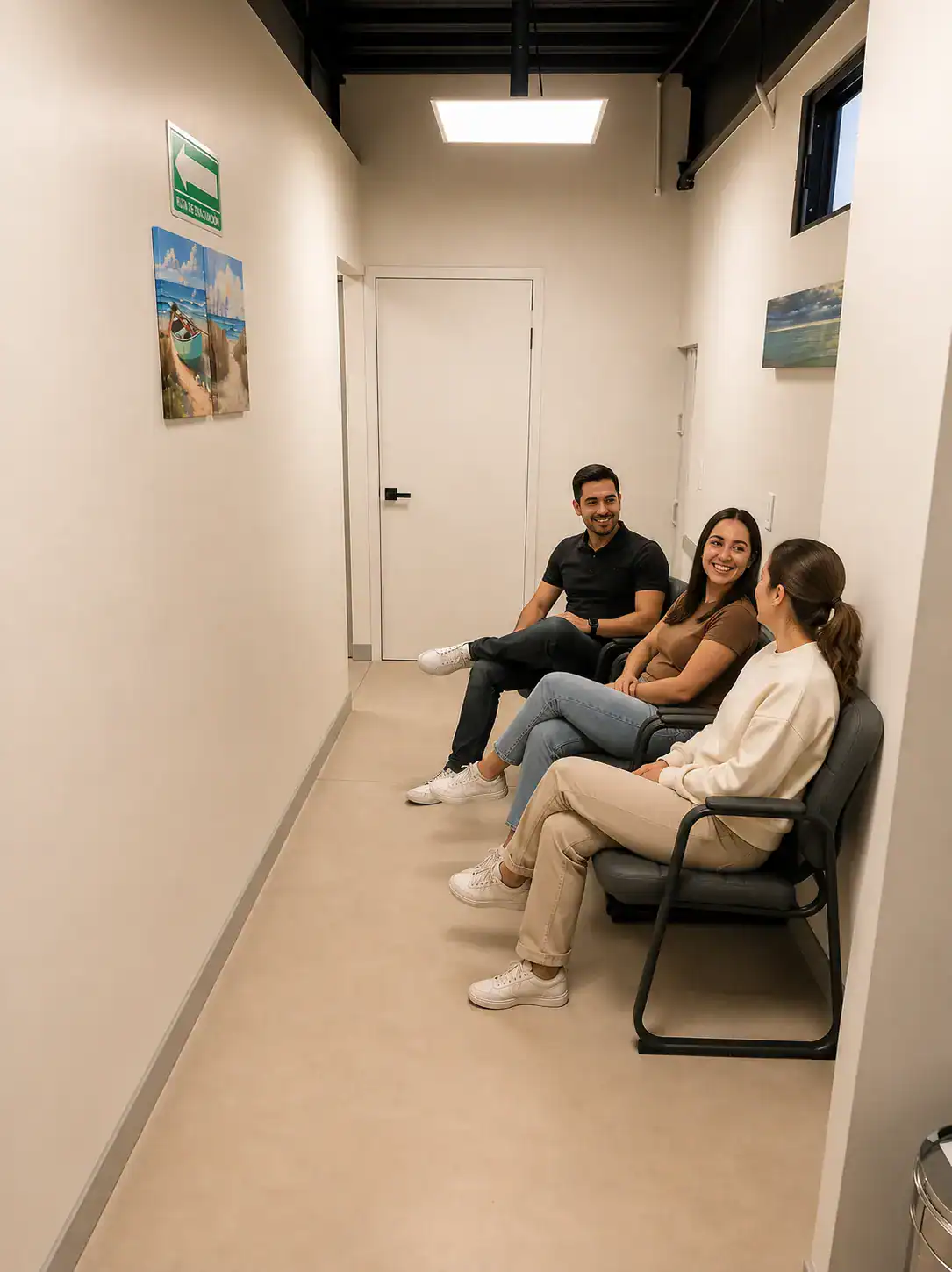Sala de espera de la sucursal de cámara hiperbárica en Ensenada